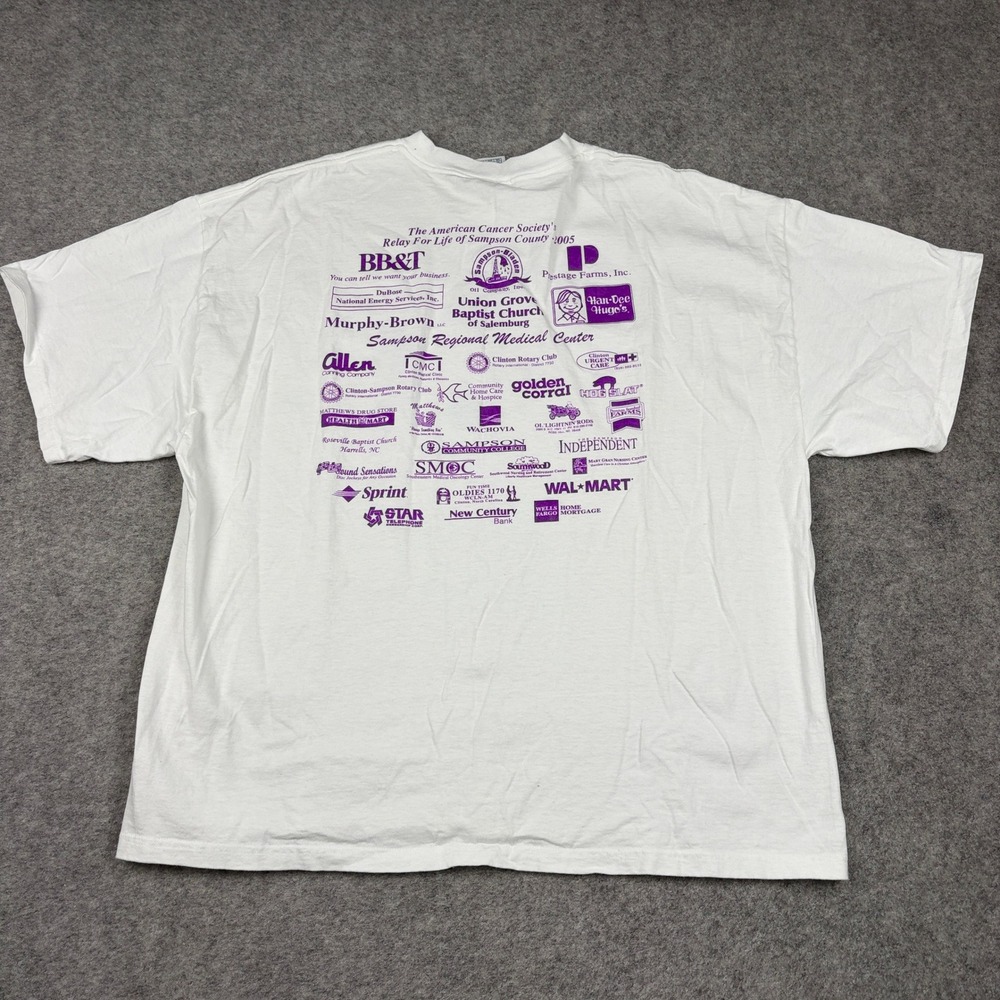Vintage Canncer Society Relay T-Shirt Mens 2XL American For Life White Y2K 90s - Picture 9 of 11
